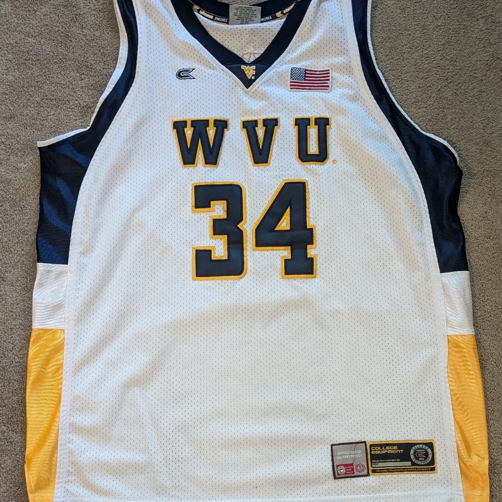 College Equipment WVU West Virginia Mountaineers #34 Basketball Jersey XL